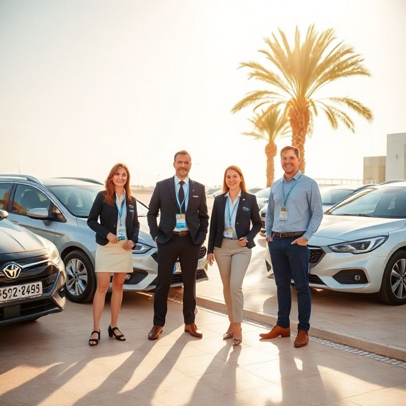 Equipo de Casa Ramírez frente a una fila de coches en Palma