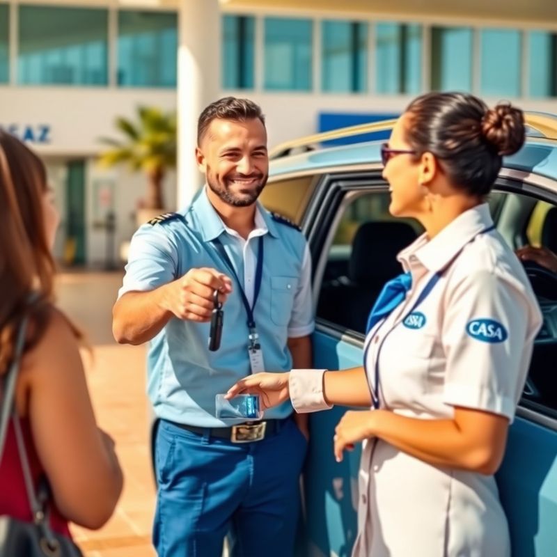 Conductor de Casa Ramírez entregando llaves a un cliente en el aeropuerto de Palma